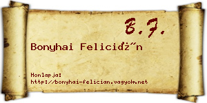 Bonyhai Felicián névjegykártya
